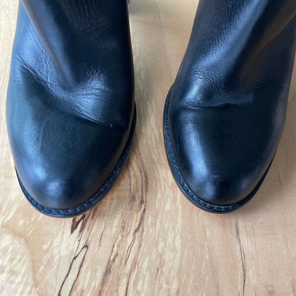 Sam Edelman Reyes Black Two Toned Leather and Suede Heeled Ankle Boots - Picture 4 of 10